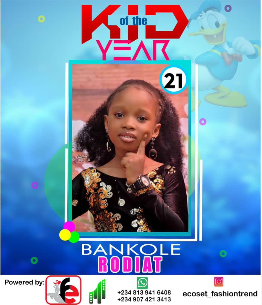 Vote BANKOLE RODIAT	WORAOLA in ECOSET FASHION CREATIVE KID OF THE YEAR 2020 Voting Contest @ Fetem.com.ng