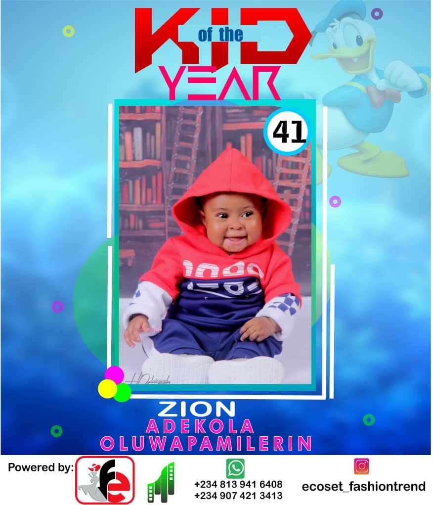 Vote ZION 	ADEKOLA OLUWAPAMILERIN in ECOSET FASHION CREATIVE KID OF THE YEAR 2020 Voting Contest @ Fetem.com.ng