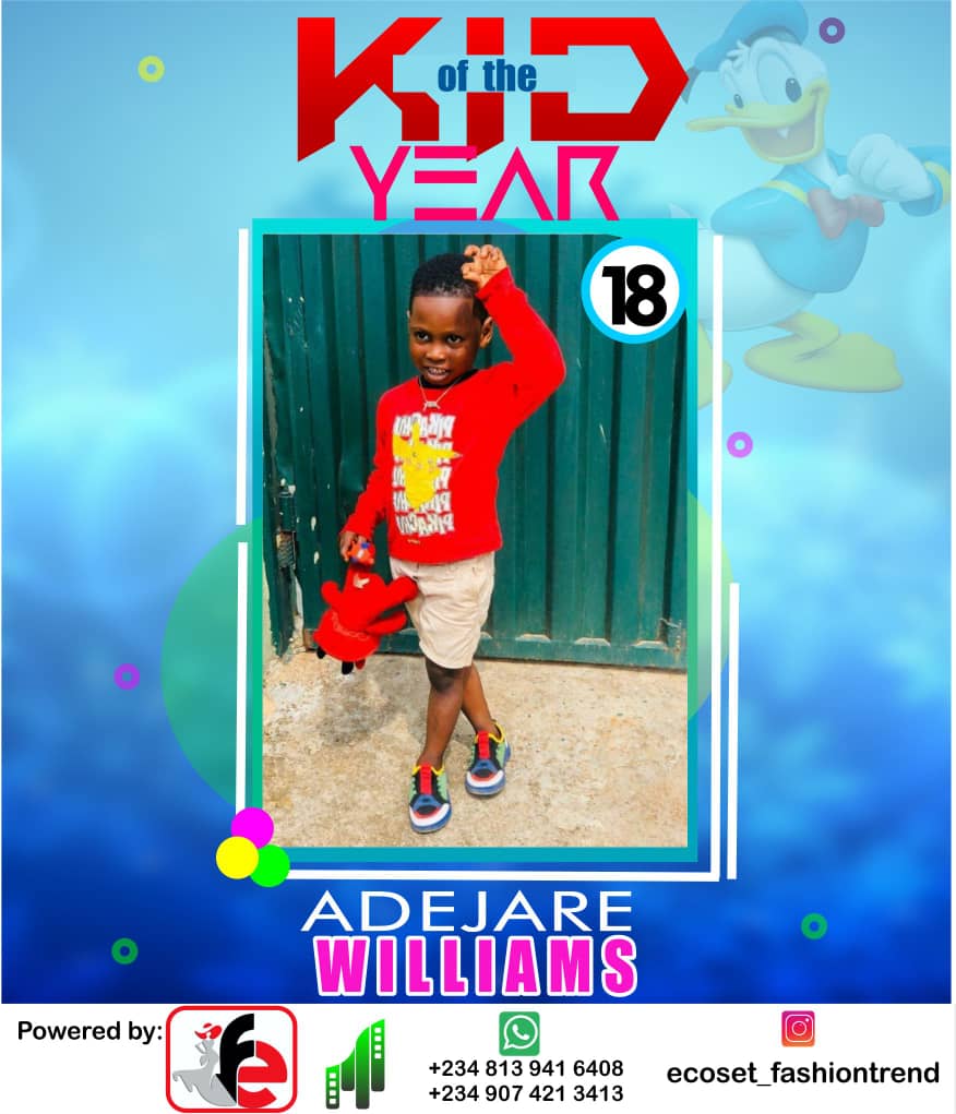 Vote ADEJARE WILLIAMS	BATIFEORI in ECOSET FASHION CREATIVE KID OF THE YEAR 2020 Voting Contest @ Fetem.com.ng