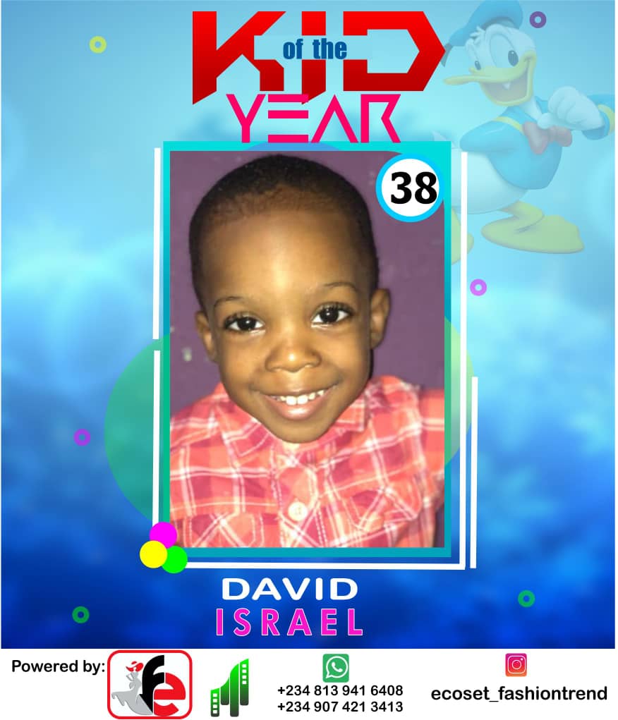 Vote DAVID ISRAEL in ECOSET FASHION CREATIVE KID OF THE YEAR 2020 Voting Contest @ Fetem.com.ng