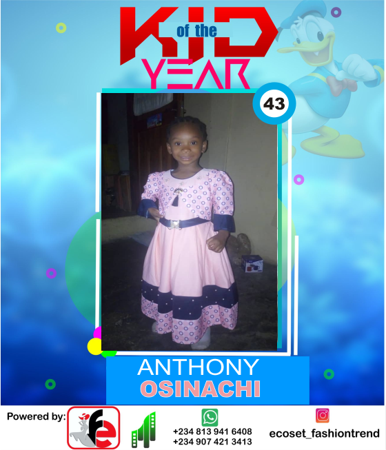 Vote ANTHONY OSINACHI	PRAISE in ECOSET FASHION CREATIVE KID OF THE YEAR 2020 Voting Contest @ Fetem.com.ng