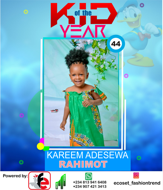 Vote KAREEM ADESEWA in ECOSET FASHION CREATIVE KID OF THE YEAR 2020 Voting Contest @ Fetem.com.ng