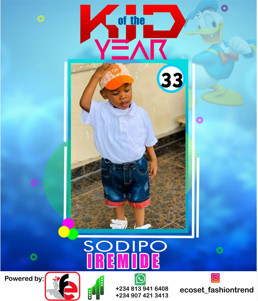 Vote SODIPO	IREMIDE DAVID in ECOSET FASHION CREATIVE KID OF THE YEAR 2020 Voting Contest @ Fetem.com.ng