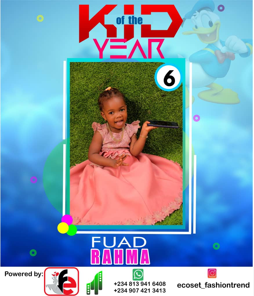 Vote FUAD RAHMA	ADEOLA in ECOSET FASHION CREATIVE KID OF THE YEAR 2020 Voting Contest @ Fetem.com.ng