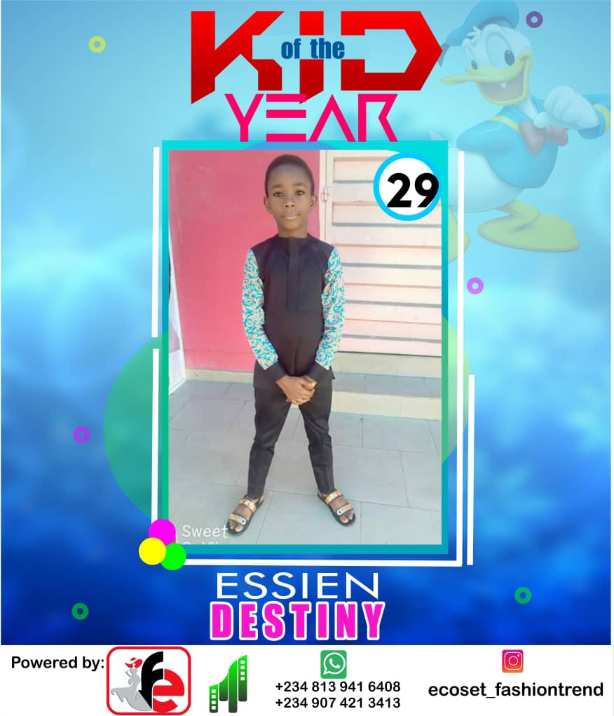 Vote ESSIEN	DESTINY PETER in ECOSET FASHION CREATIVE KID OF THE YEAR 2020 Voting Contest @ Fetem.com.ng