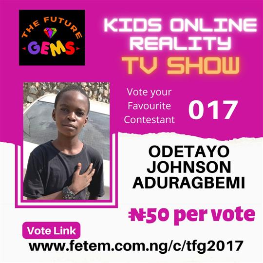 Vote Odetayo Johnson Aduragbemi in The Future Gems 2.0 Voting Contest @ Fetem.com.ng